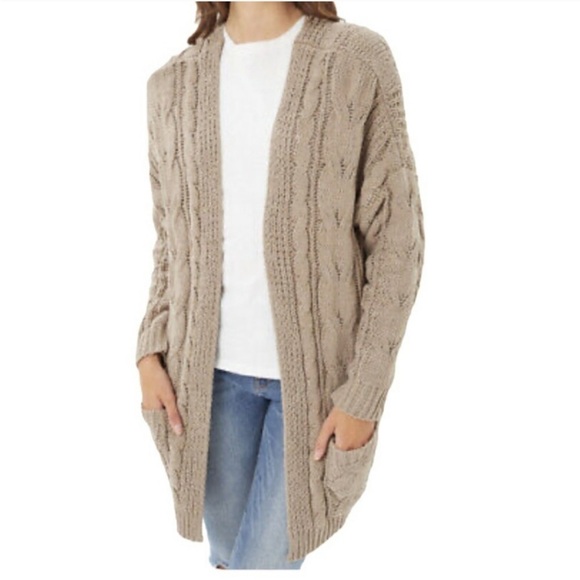 Love Tree Cable Soft Knit Cardigan Tan size small - Picture 4 of 16